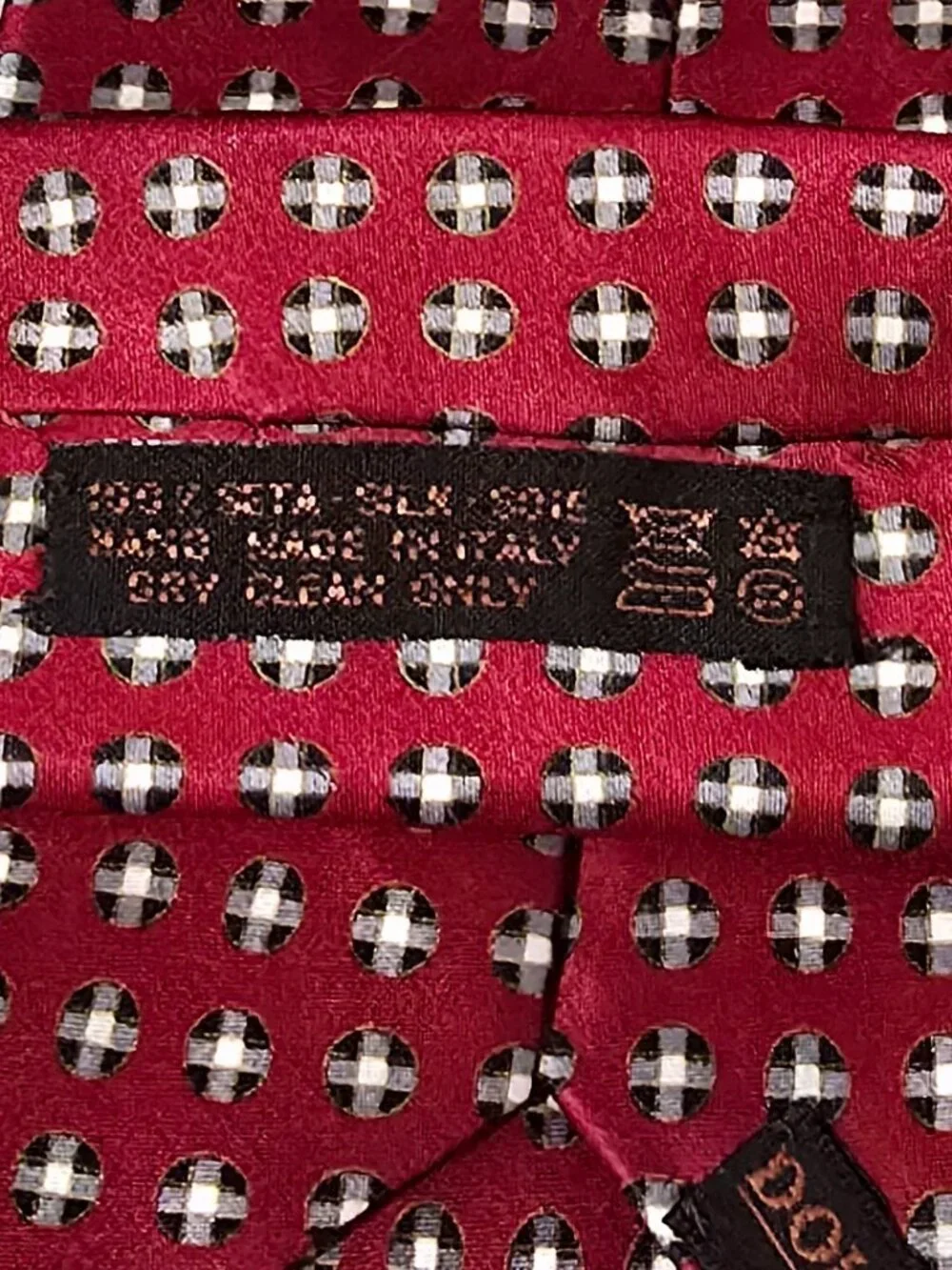 Dolcepunta Hand Made in Italy 100% Silk Necktie - Red White Black Dots